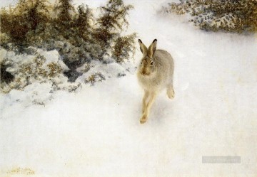 動物 Painting - 冬ウサギ